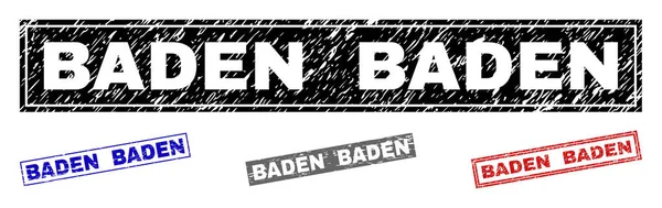 Grunge BADEN BADEN Sellos de sello de rectángulo rayado — Vector de stock