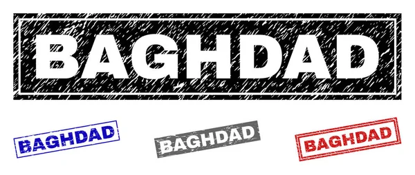 Grunge Bagdádu poškrábaný obdélník razítko těsnění — Stockový vektor