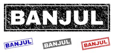 Grunge Banjul dikdörtgen pullar dokulu