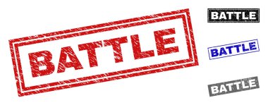 Grunge savaş dikdörtgen damga mühürler çizik