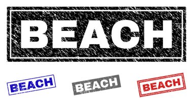 Grunge Beach dikdörtgen damga mühürler çizik