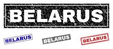 Grunge Beyaz Rusya dikdörtgen damga mühürler çizik