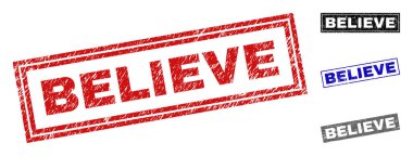 Grunge inanıyorum çizilmiş dikdörtgen damga mühürler