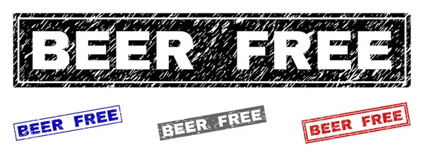 Grunge BEER FREE Timbres rectangulaires rayés — Image vectorielle