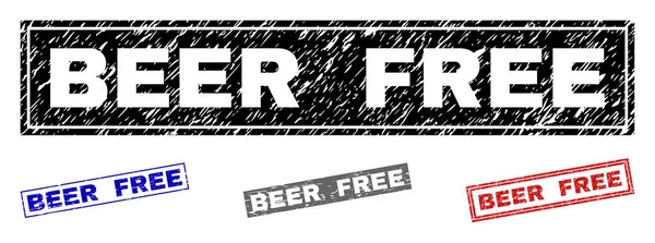 Selos de retângulo raspados GRunge BEER FREE — Vetor de Stock