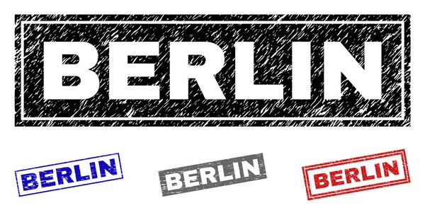 Grunge BERLINO Guarnizioni di francobolli rettangolo strutturati — Vettoriale Stock