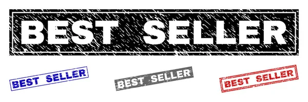 Grunge Best Seller porysowany prostokąt pieczęć uszczelnienia — Wektor stockowy
