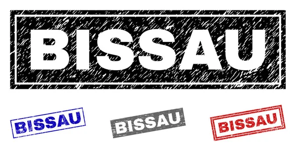 Grunge BISSAU Sellos de sello de rectángulo texturizado — Vector de stock