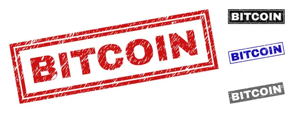 Grunge Bitcoin dikdörtgen filigranlar çizik — Stok Vektör