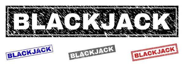 Grunge BLACKJACK texturizado retângulo selo selos — Vetor de Stock