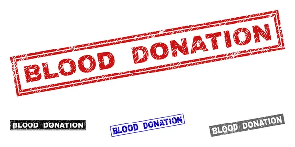 Grunge BLOOD DONATION Textured Rectangle Watermark - Stok Vektor