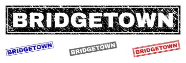 Grunge Bridgetown dikdörtgen damga mühürler çizik
