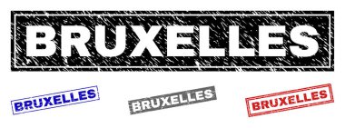 Grunge Bruxelles dikdörtgen damga mühürler dokulu