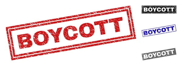 Grunge BOYCOTT Sellos de sello de rectángulo texturizado — Vector de stock