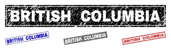 Grunge BRITISH COLUMBIA Selos de retângulo riscados — Vetor de Stock