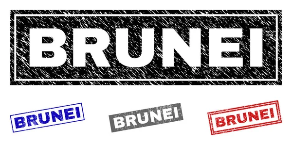 Grunge BRUNEI Sellos de sello de rectángulo texturizado — Vector de stock