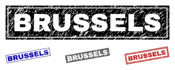 Grunge BRUXELLES Texturé Rectangle Filigranes — Image vectorielle