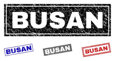 Grunge Busan dikdörtgen damga mühürler dokulu