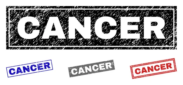 Selos de retângulo texturizados Grunge CANCER — Vetor de Stock