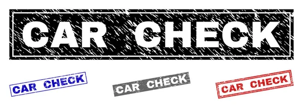 Grunge auto Check getextureerde rechthoek stempel zeehonden — Stockvector