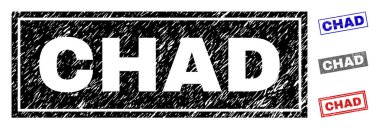 Grunge Chad dikdörtgen damga mühürler dokulu