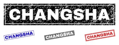 Grunge Changsha dikdörtgen damga mühürler çizik