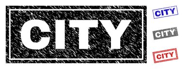 Grunge şehir dikdörtgen pullar çizik