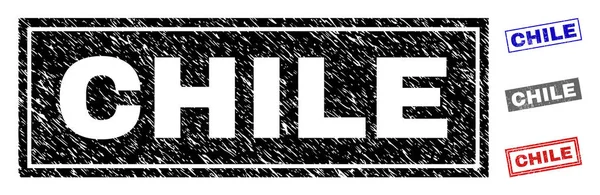 Grunge CHILE Rectángulo rayado Sellos de sello — Archivo Imágenes Vectoriales