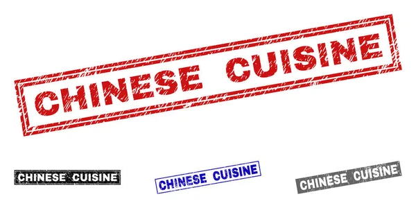 Грандж CHINESE CUISINE Подряпаний прямокутник Штампи Ущільнення — стоковий вектор