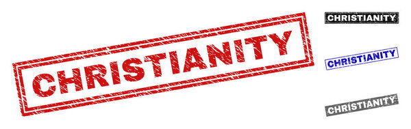 Grunge CHRISTIANITY Scratched Rectangle Stamps