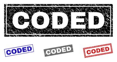 Kodlu grunge dikdörtgen filigranlar çizik