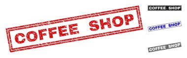 Grunge kahve dükkanı dikdörtgen pullar çizik