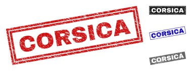 Grunge Corsica dikdörtgen damga mühürler çizik