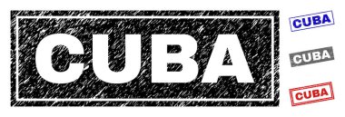 Grunge Küba dikdörtgen damga mühürler çizik