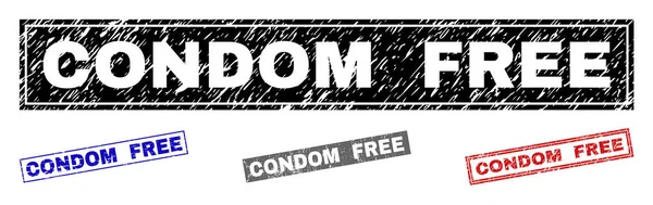 Grunge CONDOM FREE Sellos de sello de rectángulo texturizado — Archivo Imágenes Vectoriales