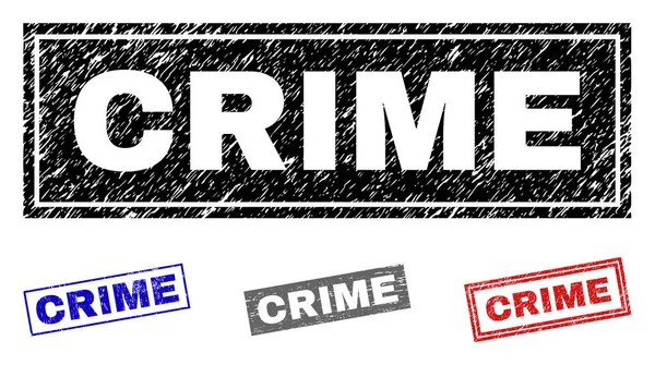 Grunge CRIME ตราประทับสี่เหลี่ยมขีดข่วน — ภาพเวกเตอร์สต็อก