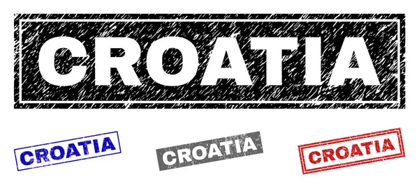 Grunge Kroatien texturerat rektangel stämpel tätningar — Stock vektor