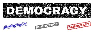 Grunge demokrasi dikdörtgen pullar çizik