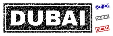 Grunge Dubai dikdörtgen damga mühürler dokulu