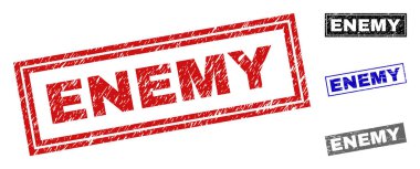 Grunge düşman dikdörtgen damga mühürler çizik