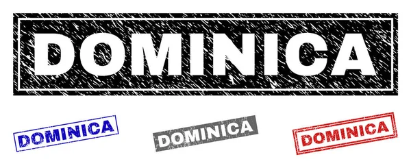 Grunge Dominika texturou obdélník vodoznaky — Stockový vektor