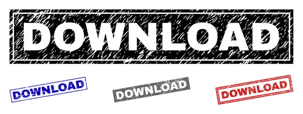 Grunge Download dikdörtgen damga mühürler çizik — Stok Vektör