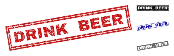 Grunge drinken bier getextureerde rechthoek watermerken — Stockvector