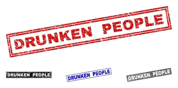 Grunge sarhoş insanlar dikdörtgen pullar çizik — Stok Vektör