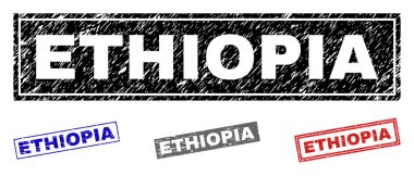 Grunge Etiyopya dikdörtgen pullar çizik