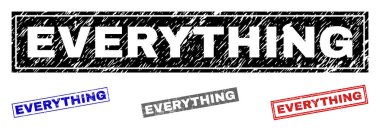 Grunge her şeyi dikdörtgen damga mühürler çizik