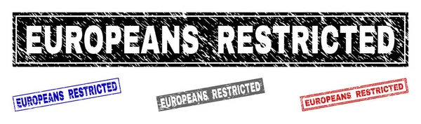 Grunge EUROPEENS RESTRICTED Sceaux rectangle texturés — Image vectorielle