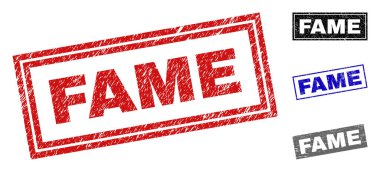 Grunge şöhret dikdörtgen damga mühürler dokulu