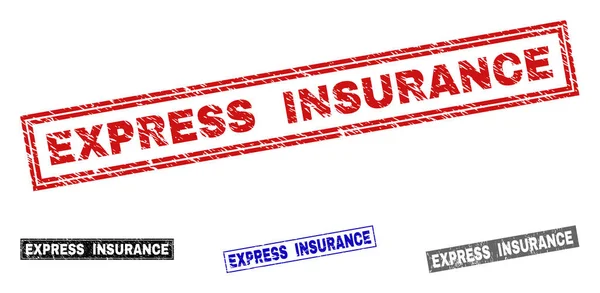 GRunge EXPRESS INSURANCE Scratched Rectangle Watermarks —  Vetores de Stock