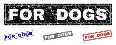 Grunge köpekler için dikdörtgen damga mühürler çizik